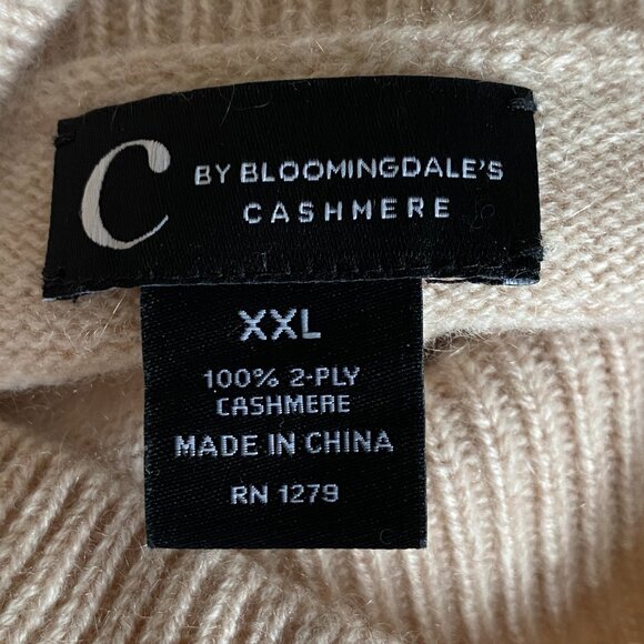 C by Bloomingdales Cashmere Mock Neck Sweater Capsule Neutral Quiet Luxury-XXL - Picture 11 of 12